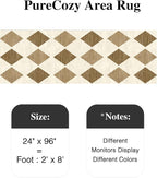 2x8 Runner Checkered Rug for Hallways Brown Washable Long Carpet Non-Slip Low Pile Boho Indoor Accent Throw Rug for Entrance Kitchen Bedroom Dining Laundry