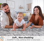 Beglad Fluffy Large Area Rugs 6x9 Feet, Modern Minimalist Style Shag Fuzzy Rugs, Non-Slip Indoor Carpet Soft Rugs for Kids Room, Bedroom & Living Room, Tie-Dyed Light Grey