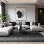 Zentavio Grey White Gradient Area Rugs for Living Room, Rugs for Bedroom 6x9 Fluffy Carpet Soft Shag Aesthetic Plush High Pile Gray Throw Rug for Nursery Kids Room Dorm