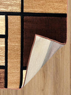 Area Rug Modern 5x7 Brown Geometry Soft Hand Carved Contemporary Floor Carpet Fluffy Texture for Indoor Living Dining Room and Bedroom Area
