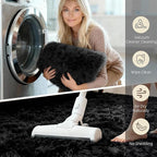 2x3 Solid Fluffy Black Area Rug – Washable, Durable, Small Bedroom Rug, Non-Slip High Pile Shag Rugs for Living Room, Bedroom, Bedside, Dorms,Grils Rooms, Kids Room, Soft Indoor Floor Carpet