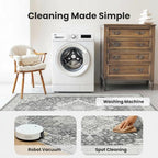 Marsail 8x10 Machine Washable Area Rug,Soft & Slip-Resistant, Vintage Floral Short-Pile with Reinforced Bound Edges, Large Rug for Living Room, Dining Room, Bedroom,Light Grey