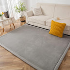 MAXYOYO Grey Coral Velvet Area Rug, Thick Japanese Tatami Mat Living Room Carpet with Non-Slip Backing, Large Solid Color Mat for Bedroom Dormitory Yoga, 78 by 118 inch