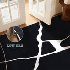 YIHOUSE Abstract Washable Rug 6x9,Ultra Thin Non Slip Black Rugs for Living Room,Modern Minimalist White Stripe Rugs for Bedroom,Dining Room Office Playroom (6'x9',Black-1)