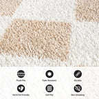 Rugshop Diamond Wave Shag Area Rug Beige 4' x 6' Ideal for Small Living Rooms, Offices, or Beside The Bed