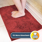 Muddy Mat® | Super Absorbent Door Mat Indoor, Microfiber Quick Dry Chenille Entryway Rug, Non-Slip Front Door Mat, Indoor Mats for Entryway, Machine Washable Pet Rug, Red 36"x60"