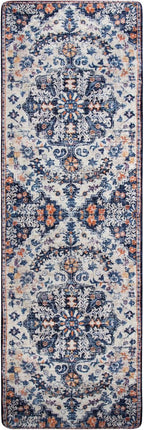 Lahome Runner Rugs for Hallway 2'8"x8', Kitchen Runner Rugs Non Skid Washable, Bohemian Non Shedding Low Pile Printed Indoor Throw Carpet Runners for Entryway Bathroom Laundry, Blue Purple/Multi