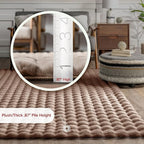 Nuloom Jeni Taupe, 2'6" x 10', Solid Faux Rabbit, Fluffy and Cozy, High Traffic, Stain Resistant, Easy Clean, Durable Washable Runner for Bedroom, Living Room, Dining, Den, Foyer, Entryway
