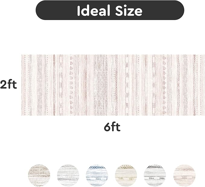 2x6 Pink Runner Rug Machine Washable Non Slip Area Rug Distressed Neutral Moroccan Boho Rug Ultra Soft Floor Runners for Hallways for Entryway Laundry Room Kitchen