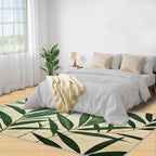 2x4 Bamboo Leaves Runner Rug for Hallway - Realistic Botanical Art Kitchen Mat, Minimalist Leaves Kitchen Runner Rug Soft Non Slip Anti Fatigue for Laundry Room Indoor Hallways