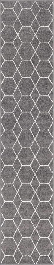 Unique Loom Trellis Frieze Collection Area Rug - Geometric (2' x 10' Runner, Dark Gray/ Ivory)