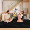 6x9 Black Rugs for Living Room Bedroom, Fluffy Large Area Rug Soft Shag Non-Slip Carpet for Kids Boys and Girls Room Dorm Home Decor (6ft x 9ft)