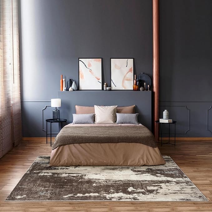 LUXE WEAVERS Euston Collection 7681 Brown 9x12 Modern Abstract Area Rug