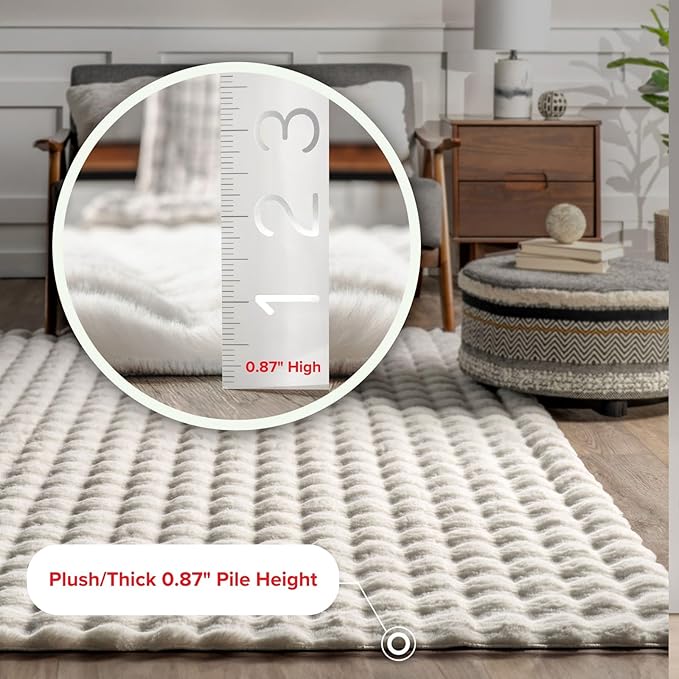 nuLOOM 5' x 8' Cozy Plush SuperiorWash Area Rug, Machine Washable, Non-Slip, Soft Fluffy Shag Carpet for Living Room Bedroom Kids Room Nursery Home Decor, Jeni White