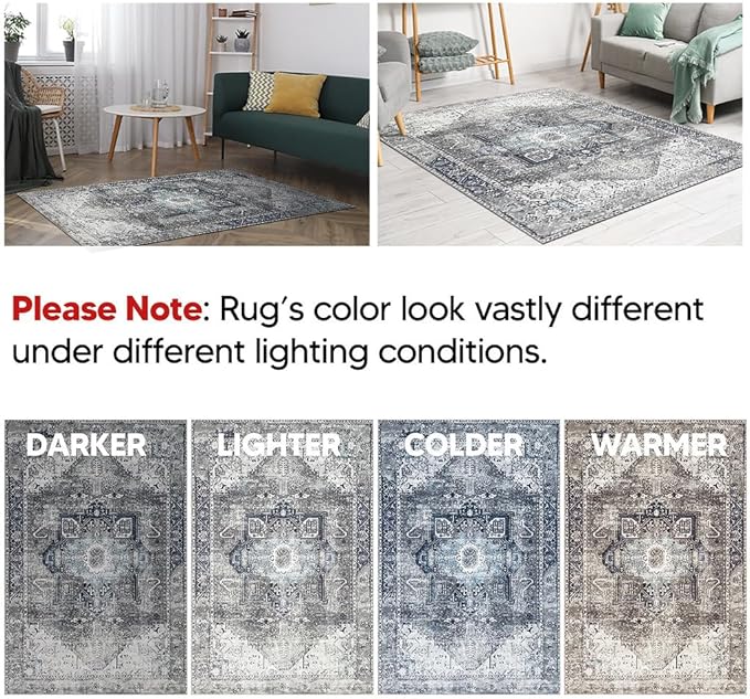 Keen Home Design 2x7 Rug - Machine Washable Runner Rug with Non-Slip Backing, Ideal for Hallway, Entryway, Kitchen, Laundry Room - Vintage, Easy Clean, Durable, Low Pile - (2'6" x 7')