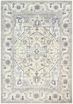GLN Rugs Traditional Collection - Machine Washable Area Rug, Traditional Washable, Non Slip, Low Pile Chenille Rug, Living Room, Bedroom, Kitchen Rug (3' x 5' Cream/Gray)