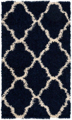 SAFAVIEH Dallas Shag Collection Accent Rug - 2'3" x 4', Navy & Ivory, Trellis Design, Non-Shedding & Easy Care, 1.5-inch Thick Ideal for High Traffic Areas in Entryway, Living Room, Bedroom (SGD257N)