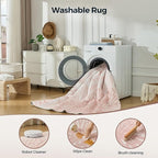WITSHOCK Pink Rugs 9x12 for Bedroom Girls,Floral Modern Distress Print Pattern Carpet for Living Room Dining Room,Stain Resistant Anti Slip Backing Rugs for Kids Room Nursery Playroom,Light Pink