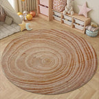 Tree Stump Growth Rings Washable Round Rugs Wood Color Texture Circle Rugs for Living Room Entryway Round Area Rug Soft Non Slip Nursery Carpet for Bedroom Dining Coffee Table 5ft