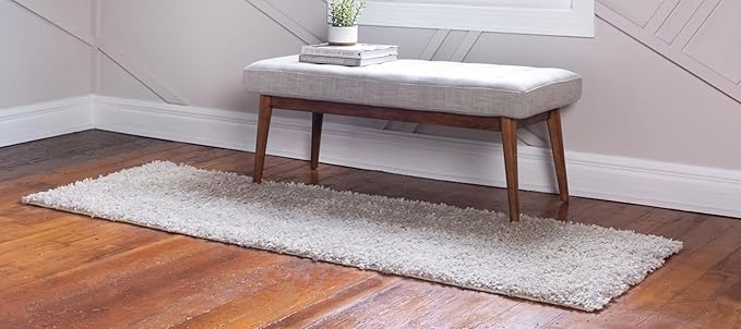 Unique Loom Davos Shag Collection Area Rug - Solid (2' 2" x 8' Runner, Linen)
