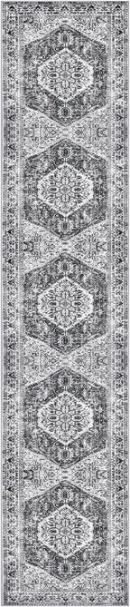 KOZYFLY Runners for Hallways 3x14 Ft Extra Long Washable Kitchen Thin Runner Rug Boho Runner Rug for Entryway Indoor Printed Faux Wool Stair Floor Carpet for Stair Kitchen Hall, Grey