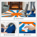 Boho Sun Area Rugs 5x6ft, Abstraction Deco Rugs for Kids Bedroom, Minimalist Sunburst Office Rug Low Pile are Not Stumbling Foot for Living Room End Table Nursery