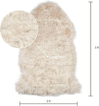 Sheepskin Long Hair 2x3 ft | Bedside Rugs for bedrooms, Sofa, Chair or The Dining Table | Each Sheepskin Rug is Unique and Created by Nature | Small Fluffy Rug in Color Beige