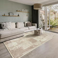 GLN Rugs Contemporary Collection - Machine Washable Area Rug, Contemporary Washable, Non Slip, Low Pile Chenille Rug, Living Room, Bedroom, Kitchen Rug (4' x 6' Abstract Tan)