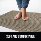 GORILLA GRIP Front Door Mat, Indoor Outdoor Ultra Absorbent HydroAbsorb Doormat, Absorbs Up to 1.7 Cups of Water, Stain and Fade Resistant, Rubber Backing Doormats, Captures Dirt, 29x17 Beige