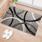 Rugshop Wavy Circles Design Accent Rug, Carpet with Jute Backing for Entryway or Bathroom, Gray, 2' x 3'