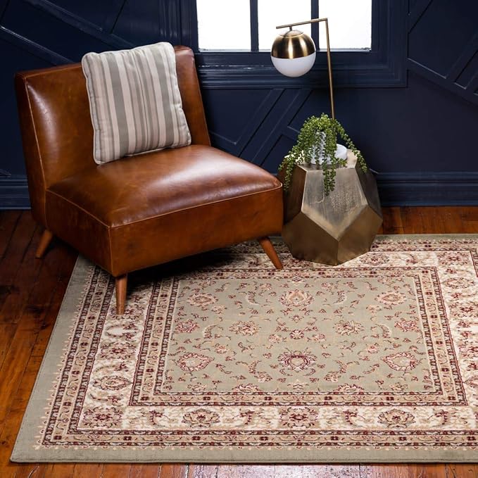 Unique Loom Voyage Collection Traditional Oriental Classic Intricate Design Area Rug (4' 0 x 4' 0 Square, Green/Ivory)