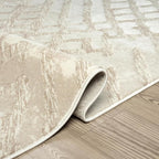 Abani Terra Cream Area Rug for Living Room, Bedroom - Rustic Modern Pattern - 6' x 9' - Durable & Easy to Clean