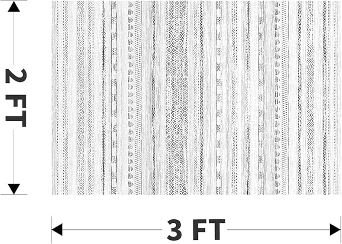 Small Area Rug-2x3 Entryway Rug Non Slip Washable Low Pile Indoor Door Mat Neutral Distressed Boho Moroccan Entrance Rugs Carpet for Bedroom Kitchen Powder Room Front Porch Bathroom, Black