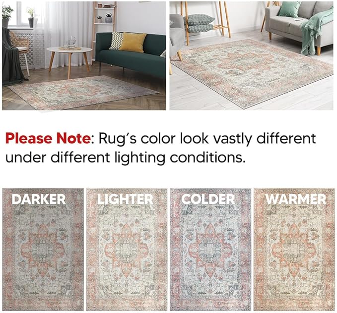 Keen Home Design 2x7 Rug - Machine Washable Runner Rug with Non-Slip Backing, Ideal for Hallway, Entryway, Kitchen, Laundry Room - Vintage, Easy Clean, Durable, Low Pile - (2'6" x 7')