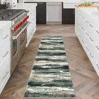 Modern Abstract Runner Rug 2x6, Forest Green Washable Kitchen Runner Non-Slip Soft Hallway Rug Runner Thin Print Faux Wool Carpet for Entryway Bedroom Laundry Room Indoor Home Decor