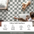 jinchan 2x3 Kids Area Rug Washable Indoor Entryway Doormat Modern Checkered Geometric Lattice Small Rug Non Slip Soft Carpet for Nursery Room Bedroom Bathroom Home Grey