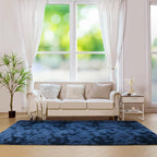 duduta 6x9 ft Navy Blue Rectangle Fluffy Rug, Tie-Dyed Shag Fuzzy Plush Rectangle Carpet for Bedroom Nursery Living Room Home Decor