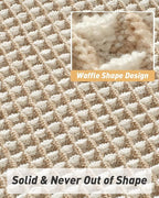 AMOAMI Upgraded Waffle Bath Mat, Super Absorbent Non Slip Bath Mats for Bathroom Floor, Machine Washable Bathroom Rugs with Tassels, Rubber Backed Bathroom Mats, Ultra Soft, 17" x 24",Brown & Cream
