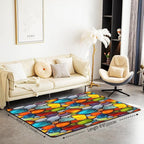 Cobblestone 5x7 Area Rug Rainbow Pebble Living Room Rug | Garden Gravel Stone Rugs for Bedroom, Watercolor Cobble Carpet Indoor Floor Mat