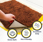 Muddy Mat® Shown on TV – Super Absorbent Microfiber Dog Door Mat for Muddy Paws, Non-Slip Washable Pet Rug, Quick Dry Chenille Entryway Carpet, Machine Washable Indoor Outdoor mat, Orange 30"x19"