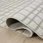 Abani Cream Grid Textured Area Rug - 6' x 9' - Chunky, Plush and Soft Washable Carpet - Perfect for Living Room & Bedroom - Plush Deco Collection