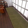 Rugsotic Carpets Hand Woven Flat Weave Kilim Wool ECO-Friendly Area Rugs - 2'6''x8', Runner Shape, Olive Color, Solid Plain Design, Low Pile Handmade Area Rugs for Living Room, Bed Room (D00111)