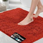 GORILLA GRIP Bath Rug Mat 60x24, Thick Soft Absorbent Chenille, Quick Dry Microfiber Mats, Rubber Backing, Machine Washable Shower Floor Rugs, Bathmat Runner, Bathroom Decor Accessories Sunset Orange