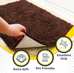 Muddy Mat® | Super Absorbent Door Mat Indoor, Microfiber Quick Dry Chenille Entryway Rug, Non-Slip Front Door Mat, Indoor Mats for Entryway, Machine Washable Pet Rug, Brown 30"x19"