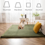 MAXYOYO Coral Velvet Area Rug, Thick Japanese Tatami Mat Living Room Carpet with Non-Slip Backing, Large Solid Color Mat for Bedroom Dormitory Yoga, Olive Green, 78 by 158 inch