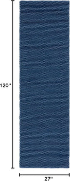 SAFAVIEH Natura Collection Runner Rug - 2'3" x 10', Navy & Blue, Handmade Wool Blend, Textured Design, Ideal for Hallway, Bedroom, Foyer (NAT620M)