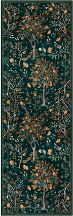 Morebes Boho Floral 2x6 Kitchen Runner Rug, Washable Rug Runners for Hallways Non Slip, Soft Botanical Flower Indoor Floor Carpet Runners for Bathroom Entryway Laundry Room, Dark Green