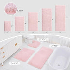 Bathroom Runner Rug 24x59 Pink Non Slip Fluffy Long Bath Mat for Bathroom Floor Washable Plush Luxury Bath Rug for Tub Absorbent Shower Sink Mat Bedside Rug