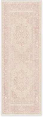 RUGGABLE Washable Runner Rug – Kamran Soft Pink 2.5x7, Stain-Resistant, Non-Slip Hallway Runner – Machine Washable Rug for Hallway, Entryway, Living Room & Kitchen–with Cushioned Pad