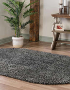 Unique Loom Davos Shag Collection Area Rug - Solid (7' 10" x 10' Oval, Peppercorn)